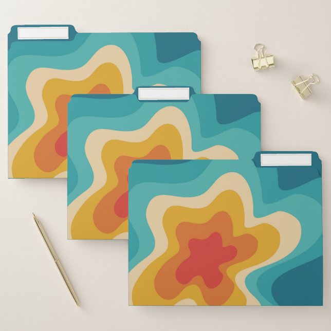 Colorful retro style swirl design file folder (Set)