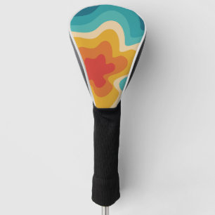 Colorful retro style swirl design golf head cover