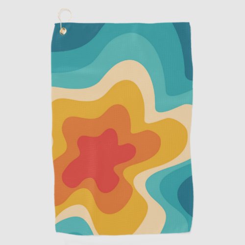 Colorful retro style swirl design golf towel