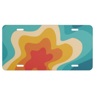 Colorful retro style swirl design license plate