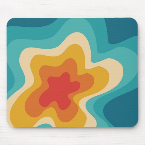 Colorful retro style swirl design mouse pad