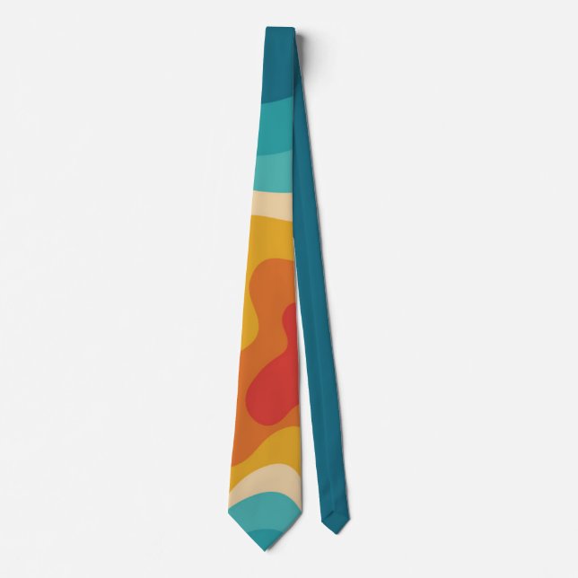 Colorful retro style swirl design  neck tie (Front)