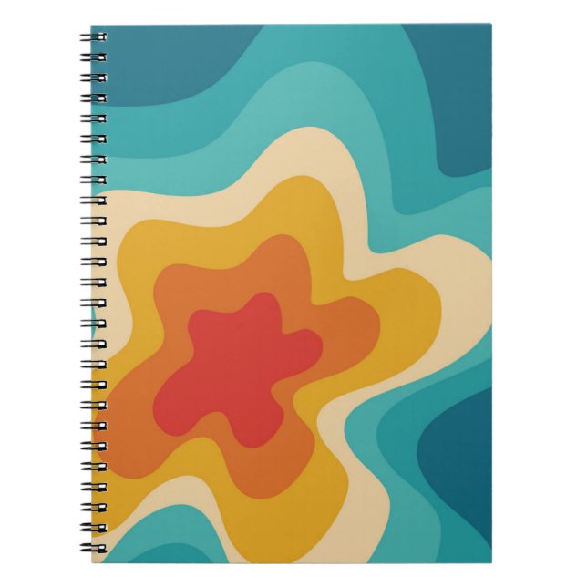 Colorful retro style swirl design notebook (Front)