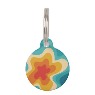 Colorful retro style swirl design pet ID tag