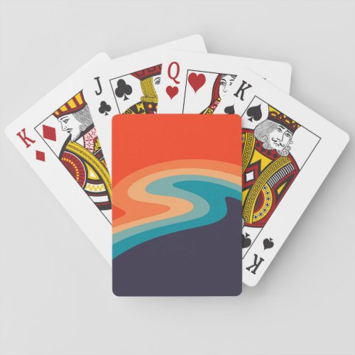 Colorful retro style swirl design playing cards