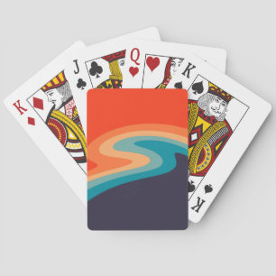 Colorful retro style swirl design poker cards