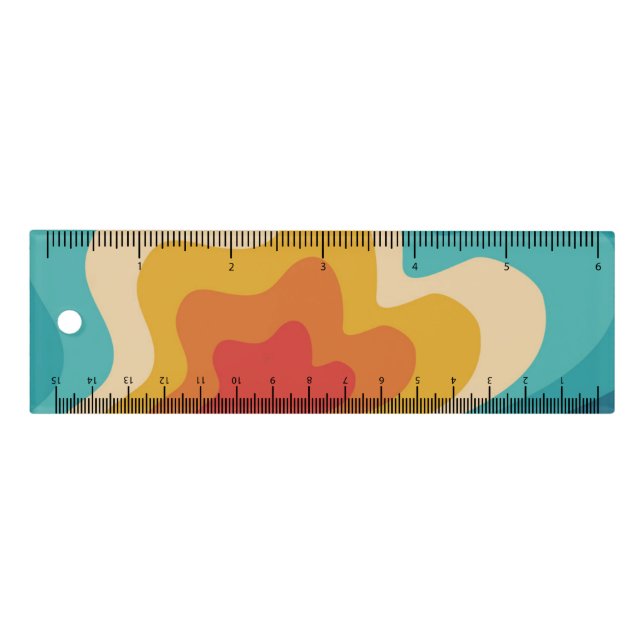 Colorful retro style swirl design ruler (Front)