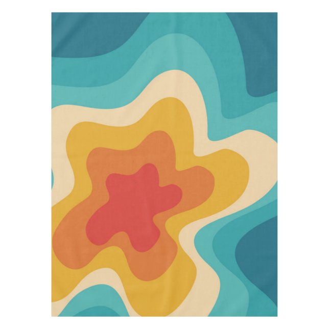 Colorful retro style swirl design tablecloth (Front)