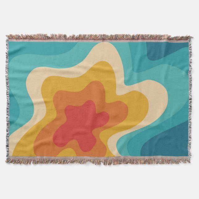 Colorful retro style swirl design  throw blanket (Front)