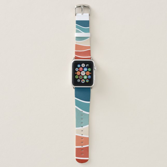 Colorful retro style waves apple watch band (Front)