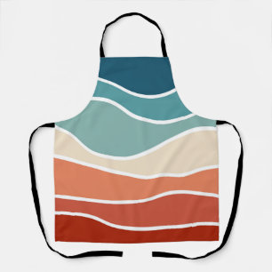Colorful retro style waves apron