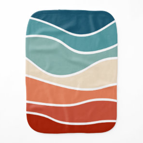 Colorful retro style waves baby burp cloth