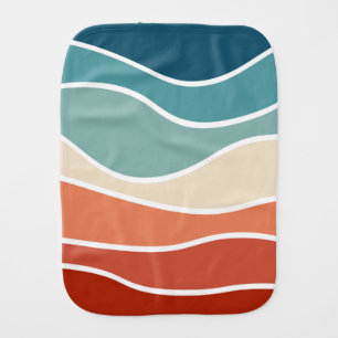Colorful retro style waves baby burp cloth