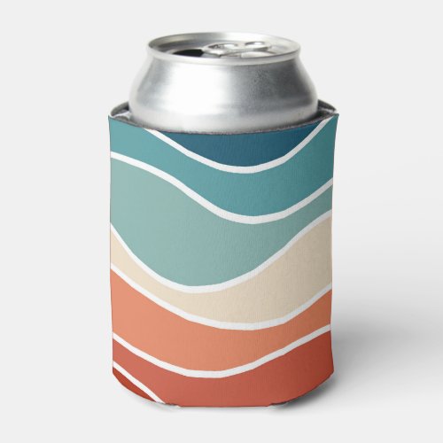 Colorful retro style waves can cooler