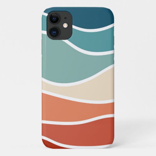 Colorful retro style waves iPhone 11 case