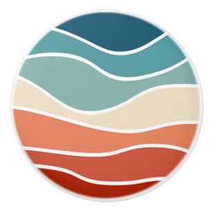 Colorful retro style waves ceramic knob