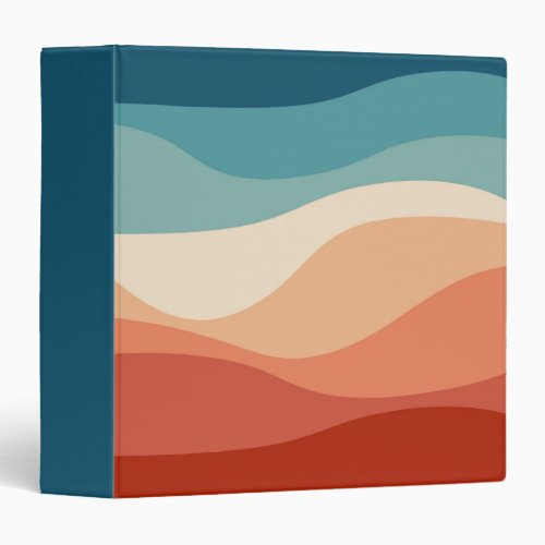 Colorful retro style waves decoration 3 ring binder