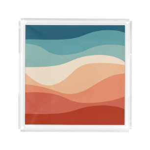 Colorful retro style waves decoration acrylic tray
