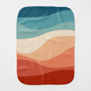 Colorful retro style waves decoration baby burp cloth