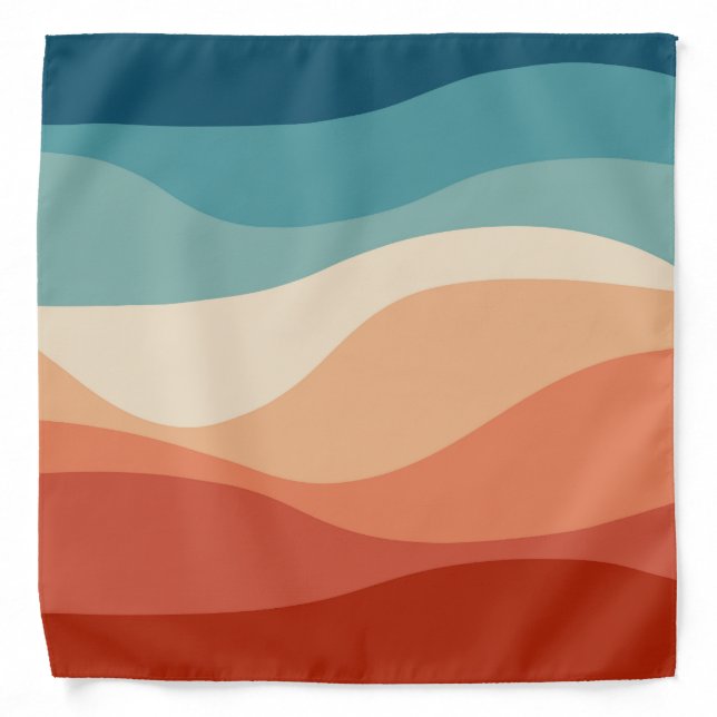 Colorful retro style waves decoration bandana (Front)