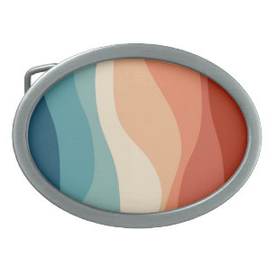Colorful retro style waves decoration belt buckle