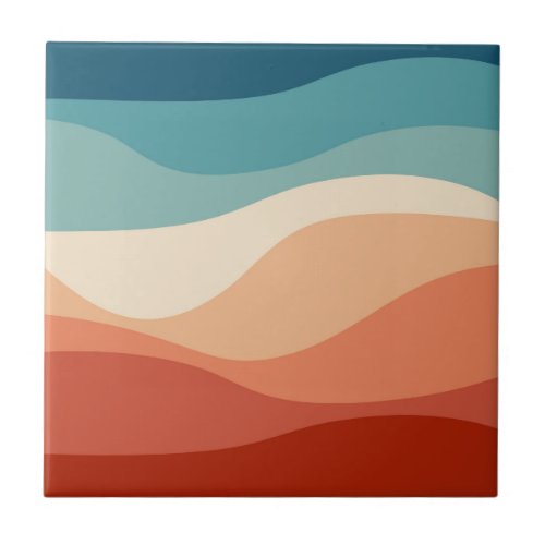 Colorful retro style waves decoration ceramic tile