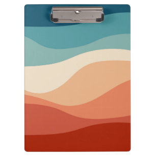 Colorful retro style waves decoration clipboard