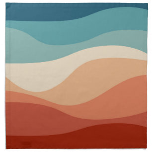 Colorful retro style waves decoration cloth napkin