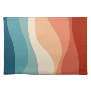 Colorful retro style waves decoration cloth placemat