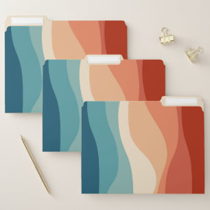 Colorful retro style waves decoration file folder