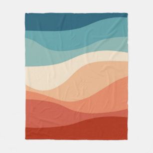 Colorful retro style waves decoration fleece blanket
