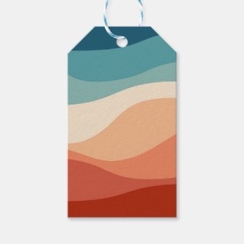 Colorful Retro Style Waves Decoration Gift Tags by BattaAnastasia at Zazzle