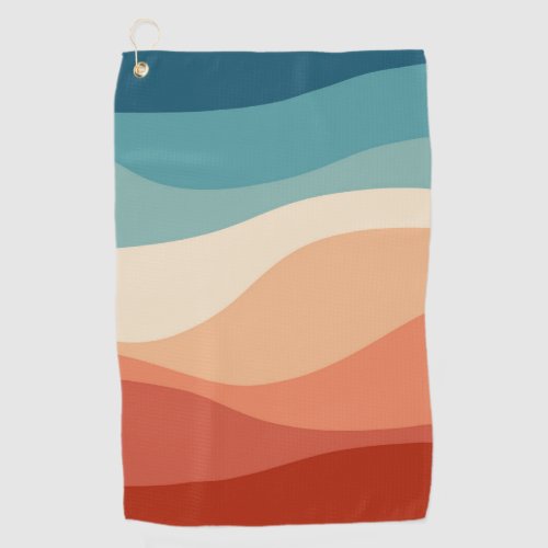 Colorful retro style waves decoration golf towel