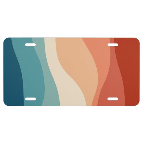 Colorful retro style waves decoration license plate