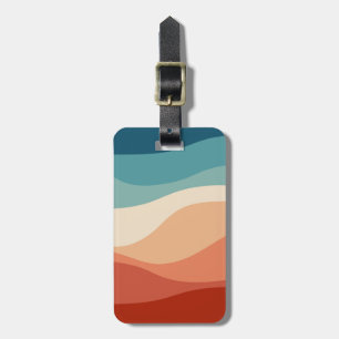 Colorful retro style waves decoration luggage tag