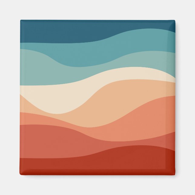 Colorful retro style waves decoration magnet (Front)