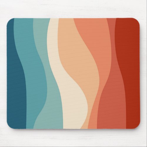 Colorful retro style waves decoration mouse pad