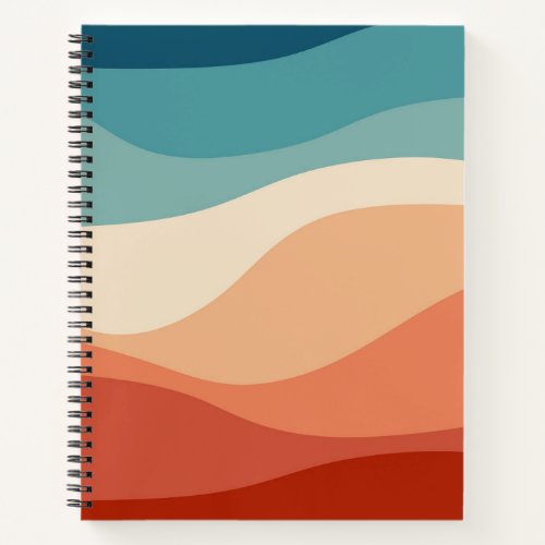 Colorful retro style waves decoration notebook