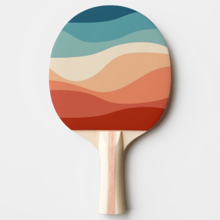 Colorful Retro Style Waves Decoration Ping Pong Paddle