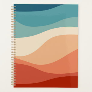Colorful retro style waves decoration planner