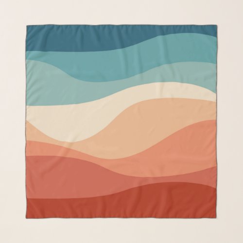 Colorful retro style waves decoration scarf