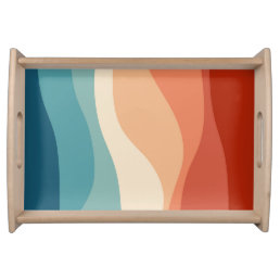 Colorful retro style waves decoration serving tray