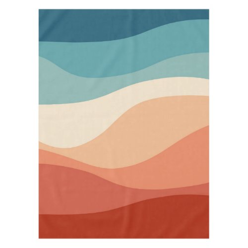 Colorful retro style waves decoration tablecloth