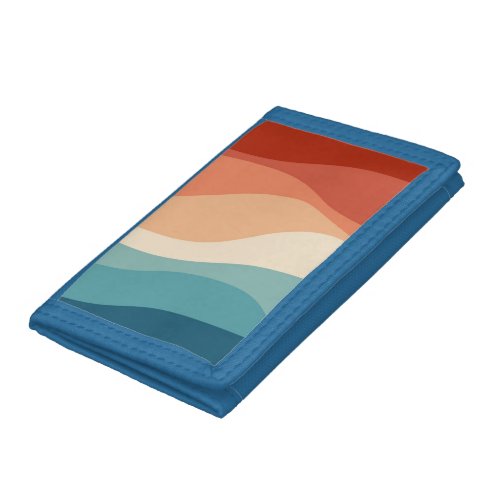 Colorful retro style waves decoration trifold wallet