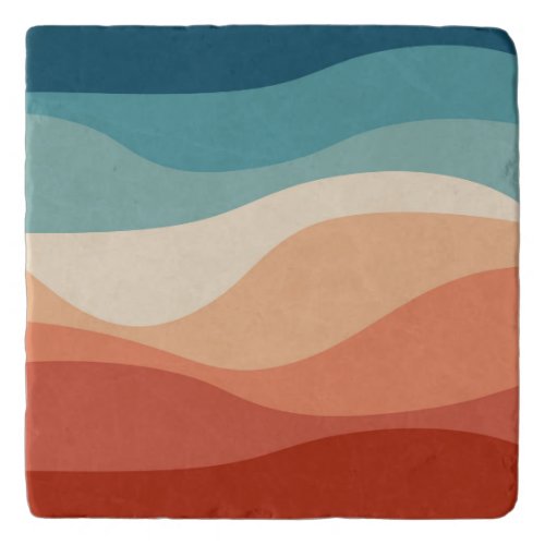 Colorful retro style waves decoration trivet