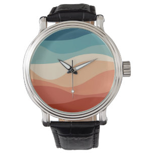 Colorful retro style waves decoration watch