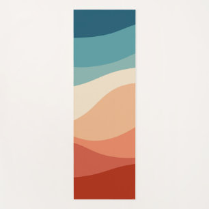 Colorful retro style waves decoration yoga mat