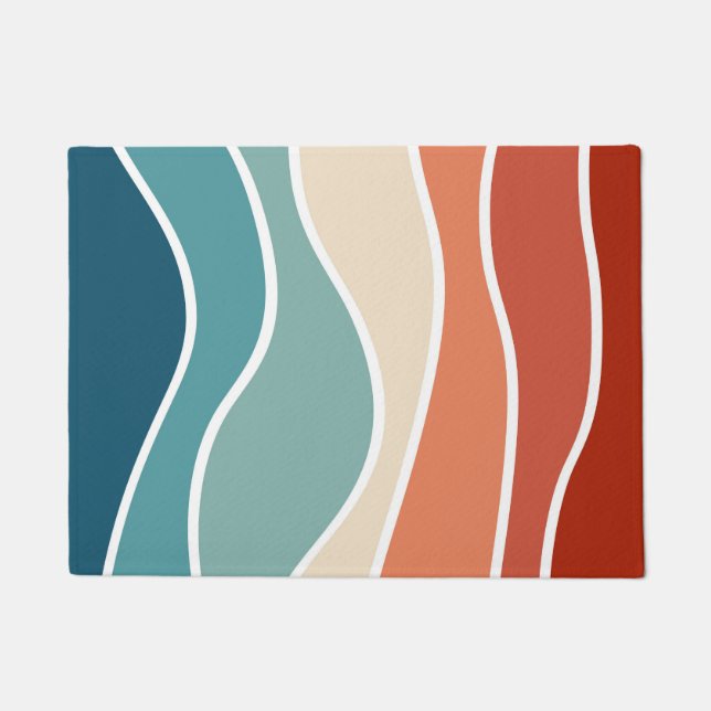 Colorful retro style waves doormat (Front)