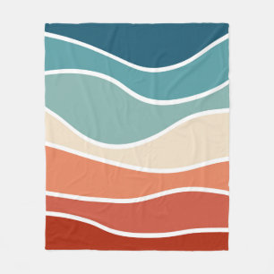 Colorful retro style waves fleece blanket