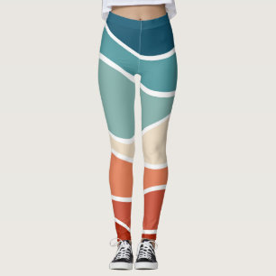 Colorful retro style waves leggings